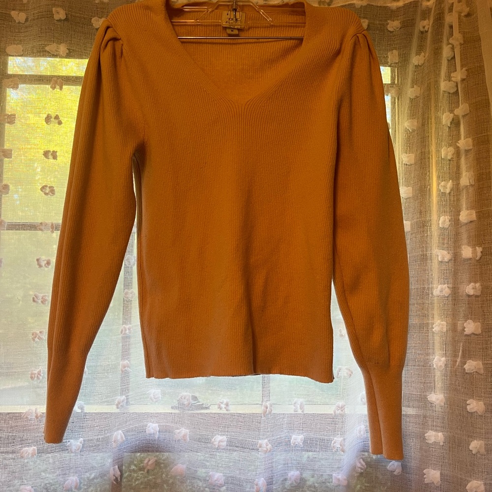 A New Day Peach Ribbed Knit Top